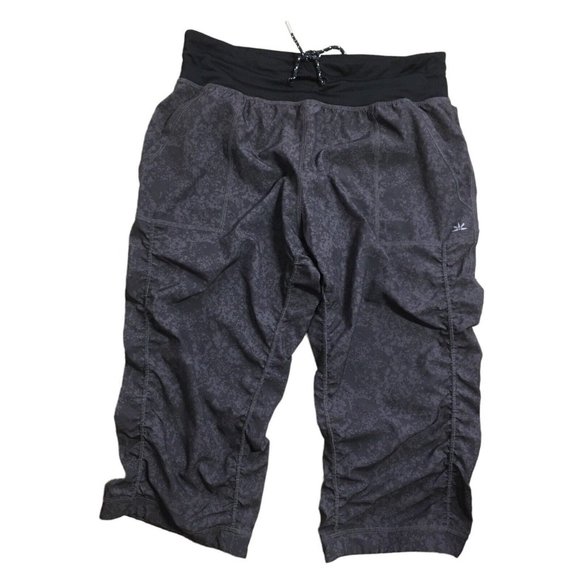 lukka Pants - Lukka Woven Active Capri Pants Lightweight Charcoal Print Medium